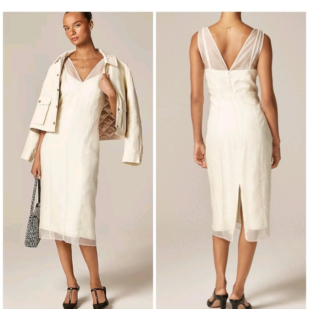 J Crew Collection layered organza shift dress CN863 NWT Size 6 Ivory - Picture 1 of 8